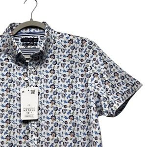 Cactus Man Floral Short Sleeve Button Up Tech‎ Comfort Shirt M Vacation Dadcore